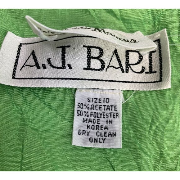 A.J. Bari Neiman Marcus Retro 80-90’s Green Mini Dress Ruffled Scoop Neck SZ10 - Picture 11 of 11